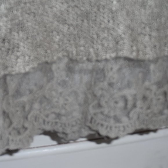 Olivia Sky Sage Green Sweater with Lace Bottom-Size S - Picture 2 of 6